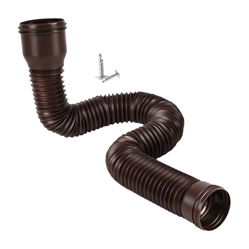 PUXZYAX Flexible Downspout Extender Universal Rain Gutter Extension Easy Installation Adjustable Length Convenient in Any Setup Rainwater Drainage System Accessory Adjustable, Brown, 150cm