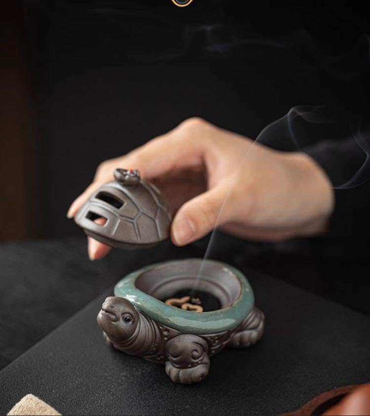 Amazon｜香炉 陶磁器 亀香炉 禅意 茶台 香炉 茶道香を薫る 置物｜仏壇