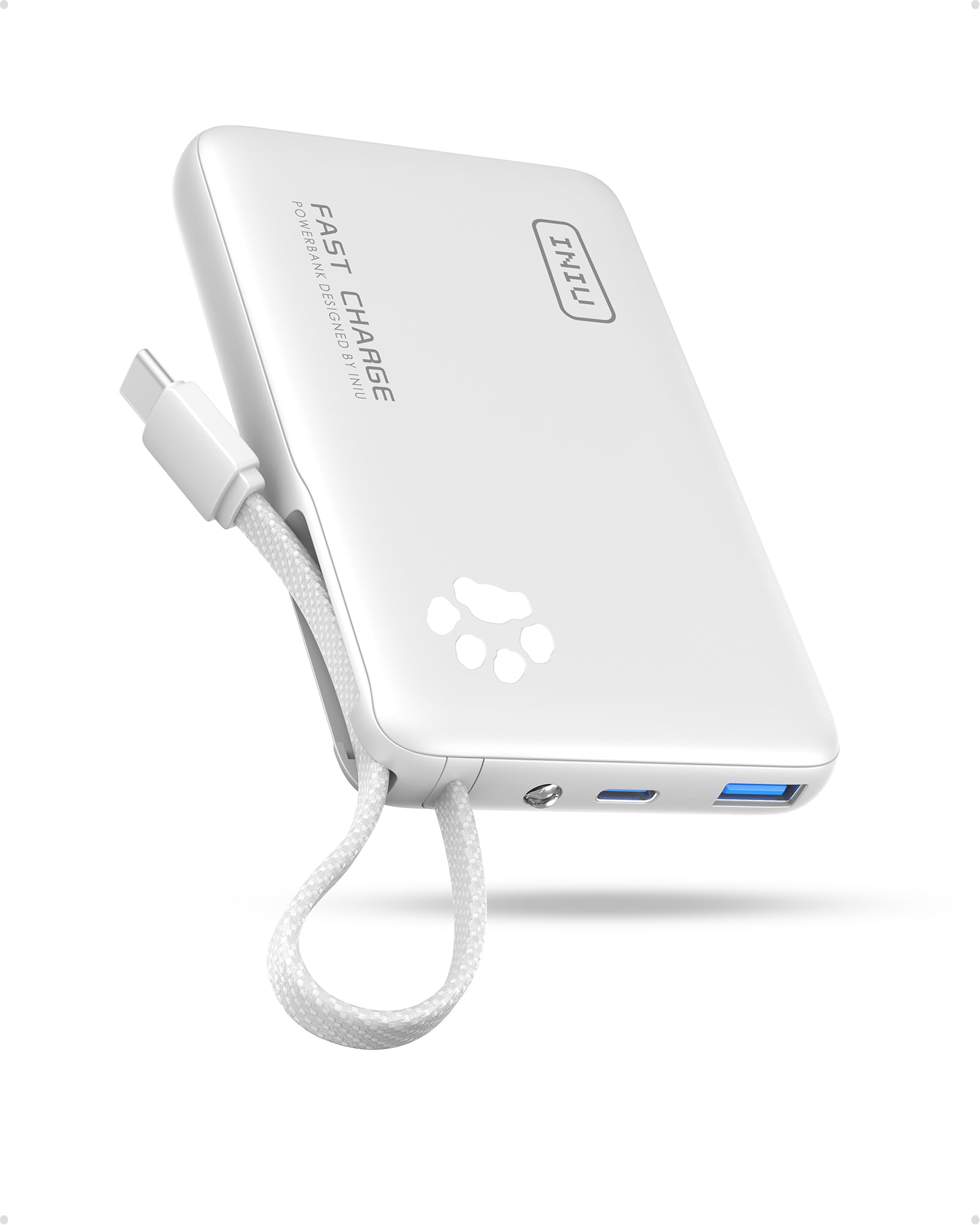 INIU Portable Charger, Slim 45W 10000mAh Power Bank with Build in USB-C Cable for Travel, Fast Charging USB C in&Out Battery Pack, External Phone Charger for iPhone 17 16 15 Samsung S25 S24 Google etc