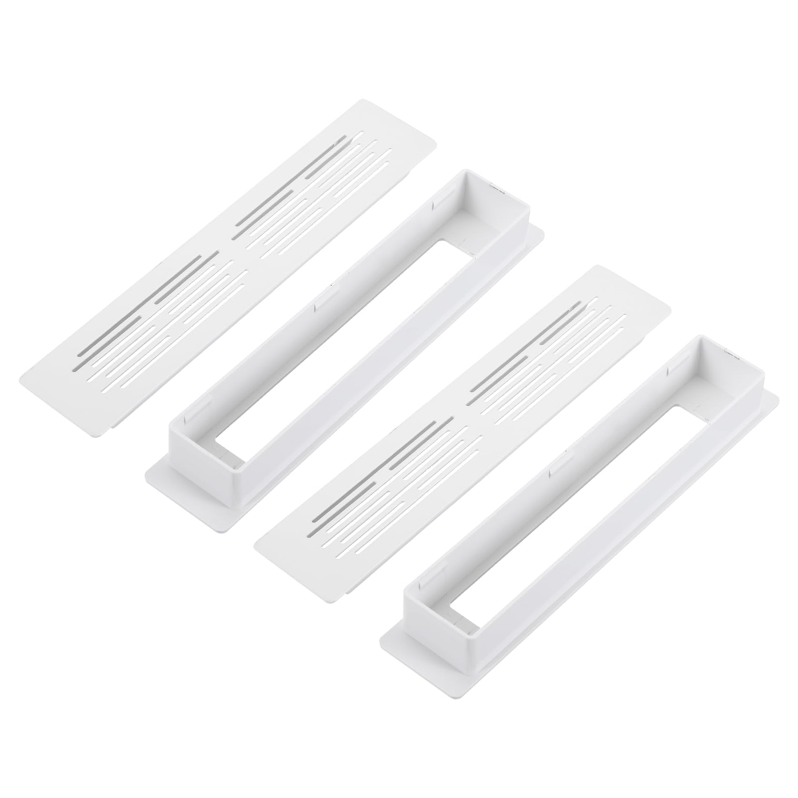 sourcing map 2PCS Door Vent Covers, 6.5 x 1.3 Inch (L x W) Two Sided Ventilation Grille Rust-Proof Aluminum Grille for Cabinet Kitchen Bathroom Bedroom(Openings 5.9 x 1.1 Inch),White