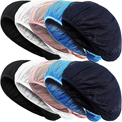 6/8/10 Pack Chef Hat Adult Adjustable Elastic Chef Cap Baker Kitchen Cooking Food Service Hair Nets Mesh Bouffant