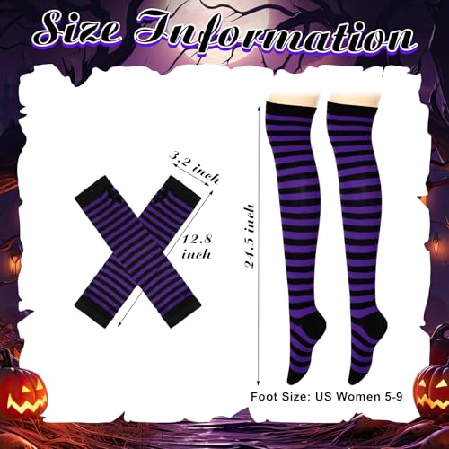 Image of Geyoga Arm Warmers Leg Warmers Striped Thigh High Socks Fingerless Gloves Stockings Christmas Halloween