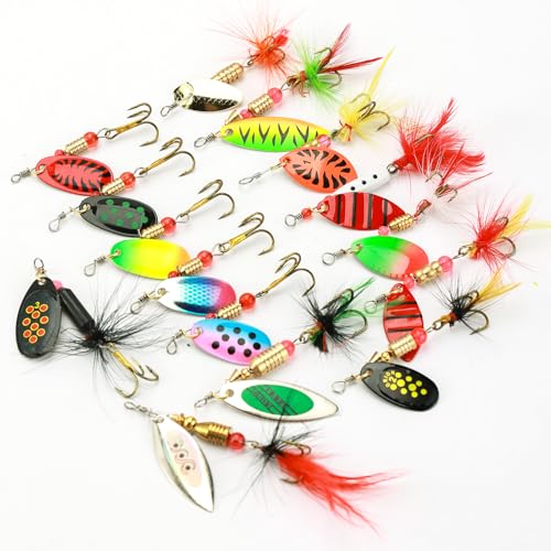 SANWEAL 10/15/16/20PCS Rooster Tail Fishing Lures – High-Efficiency Trout Lures with Brass Spinner