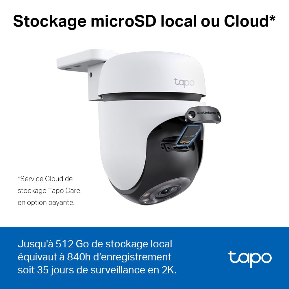 Tapo C510W 2K Caméra de Surveillance WiFi Extérieur 360° Vision Nocturne Couleur IP65