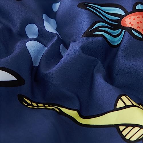 Funda de edredón azul marino individual reversible con estampado de animales del océano STYHO 7