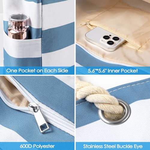 Beach Bags For Women - Large Beach Bags with Zipper Waterproof Sandproof Swim Pool Beach Bag4