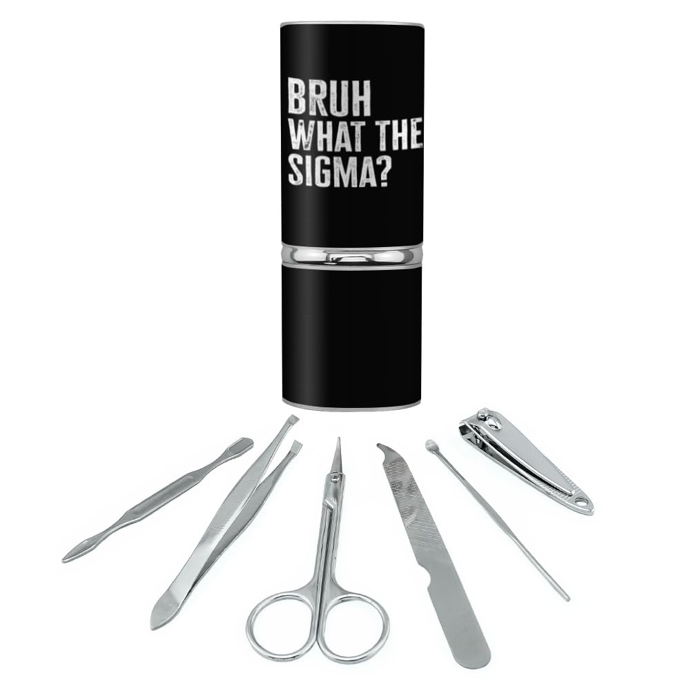 GRAPHICS & MORE Bruh What The Sigma? Stainless Steel Manicure Pedicure Grooming Beauty Care Travel Kit