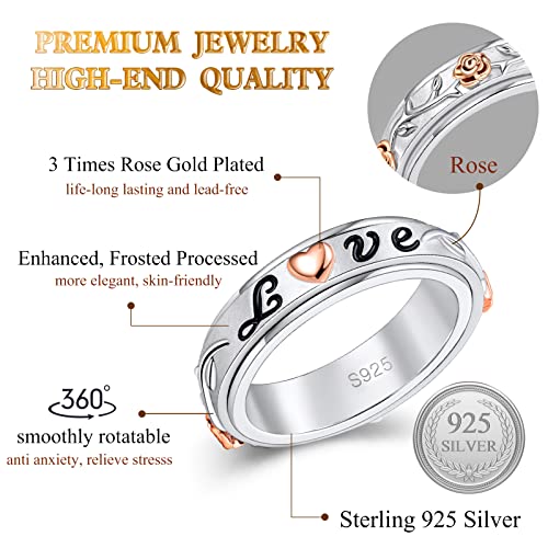 Fidget Ring Spinner Ring for Anxiety Women Men Daughter Real S925 Sterling Silver Fidget Ring3