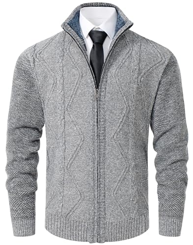 Image of Vcansion Men's Classic Cardigan Sweaters Stand Collar Slim Fit Casual Knitted Sweater