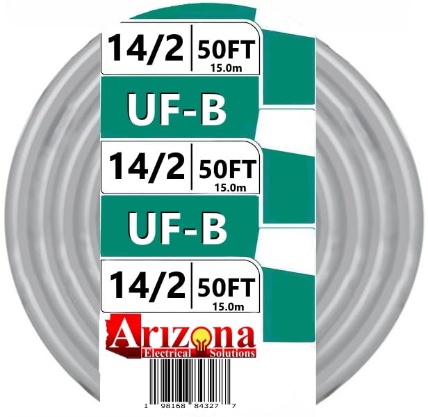 50 FT 14/2 Type UF-B Copper. #14 AWG, 2 Conductors with Ground. Insulated Jacket Gray