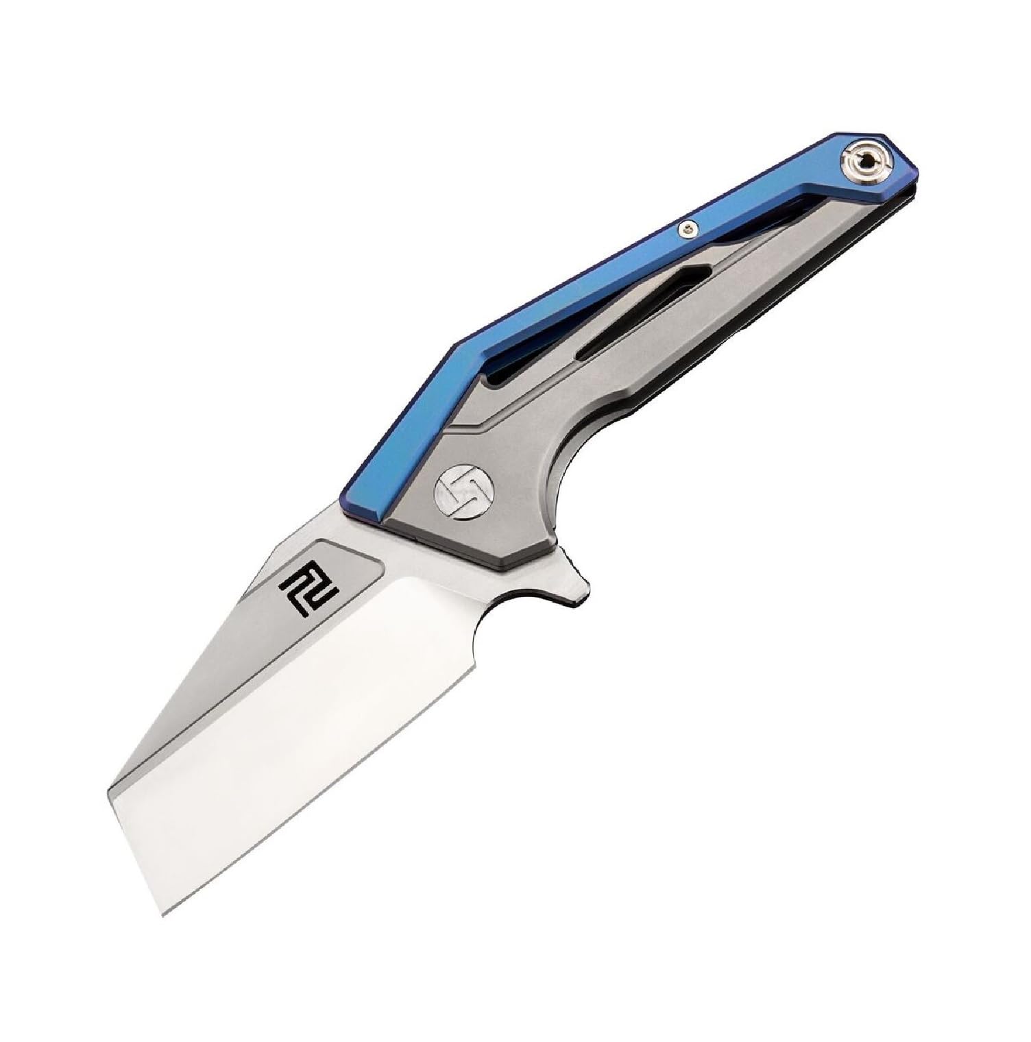 ARTISANCUTLERY Artisan 1819G-BUM Ravine Folder 2.83in M390 Blade Blue Titanium Handle