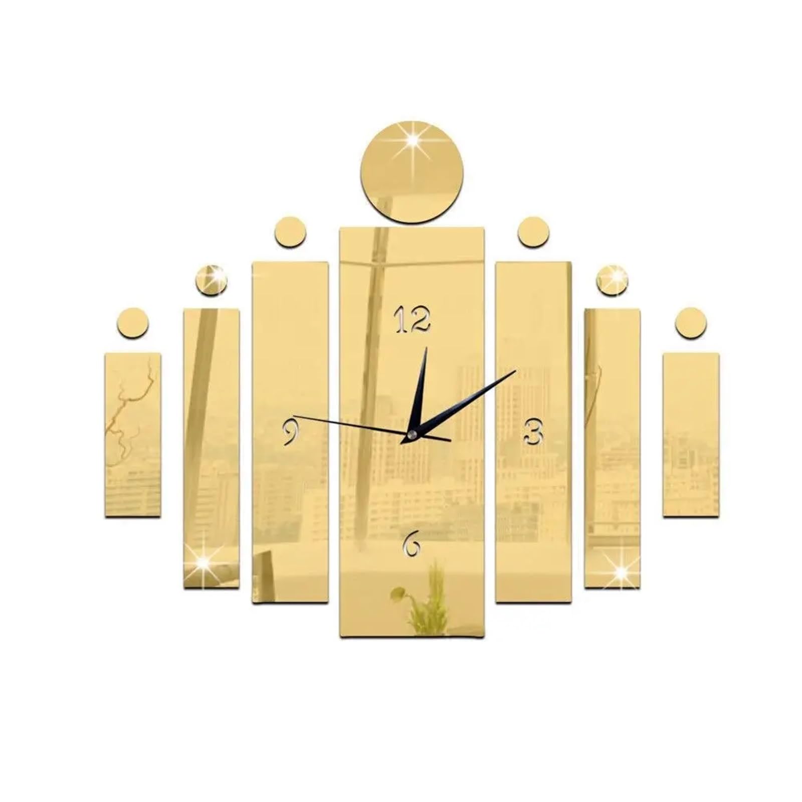 VFDVSWZSA Stylish wall clock, 3D Number Mirror Art Clock Wall Watch Sticker Creative DIY Silent Home Room Decor(Gold)