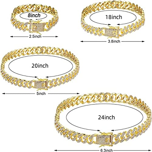 Jadive 4 Pcs Hip Hop Necklace Chain Bracelet Fake Chunky Cuban Necklace Stainless Steel Punk Jewelry for 80s 90s Rapper2