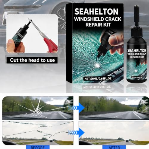Image of SEAHELTON Car Windshield Crack Repair Kit, Glass Repair Liquid for Cracks for Fix Auto Windshield Glass Cracks, Car WindowGlass Repair Tool Set for Quick and Easy Auto Scratch Fix