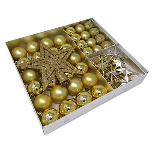 ToCi Christbaumschmuck Set 45-teilig Gold – Weihnachtskugeln, Sterne...