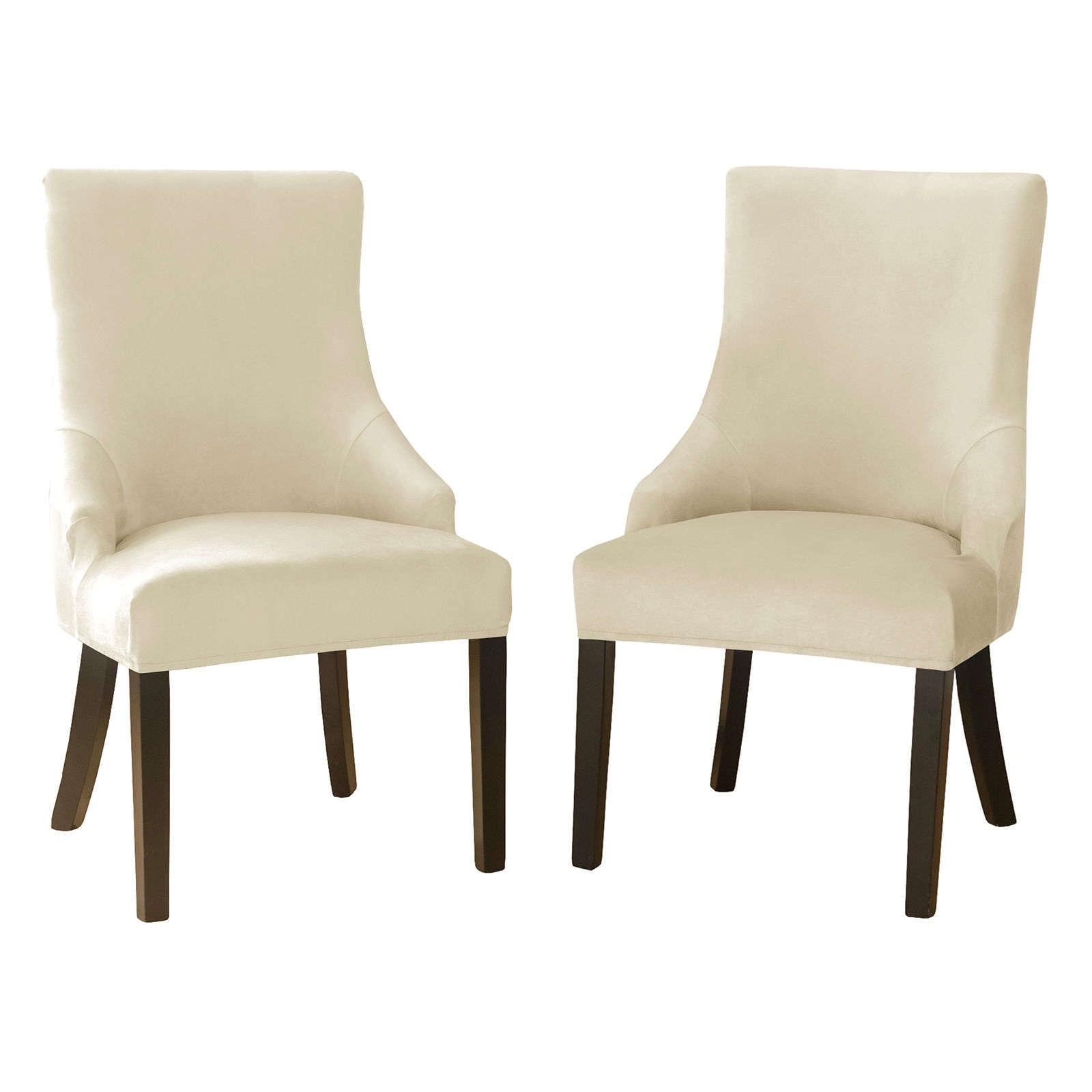 Jhld Beige Velvet Wingback Side Chair Slipcover, Armless Wingback Chair Cover Stretch Soft Sloping Armchair Covers Removable Washable For Dining Room Banquet-2 Piece