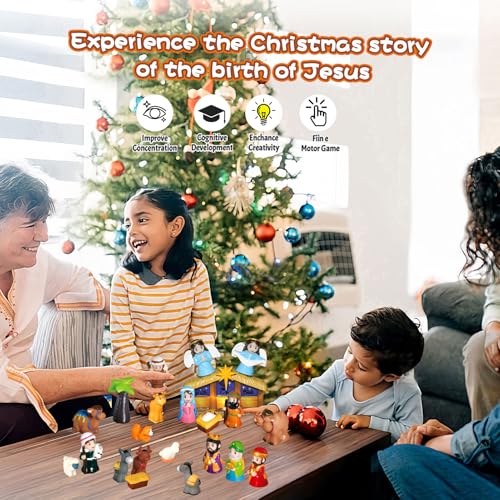 Etluk ASGD54ASD 25 Pcs Nativity Set For Kids With Light, Christmas Story Children’S Nativity Scene Set Religious Kids Nativity Play Set, Lighted Christmas Manger Scene For Toddler Children Kids thumb #5