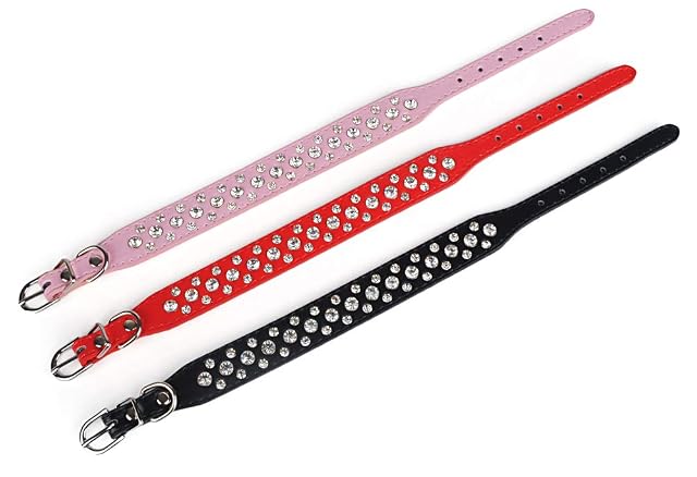 Foto 2 de 2 de Haoyueer - Collar de piel sintética con diamantes de imitación y cristales de strass para mascotas, perros…