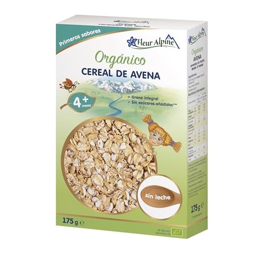 FLEUR ALPINE Cereal de Avena Orgánico para Bebés - Deliciosas Gachas para Bebés para Desayuno Deliciosamente Suave | Papilla Nutritivo y Fácil de Preparar 5+ Meses Sin Azúcares Añadidos | 7 Porciones