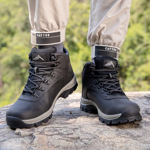 Image of CC-Los Men's Waterproof Hiking Boots Mid-top Boots Lightweight Non-slip High-Traction Grip Black Size 10
