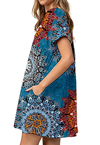 Image of Jayscreate Women's Baby Doll Dress Summer Casual Tunic Pleated Flowy Swing Short Sleeve Black V Neck Mini Dress