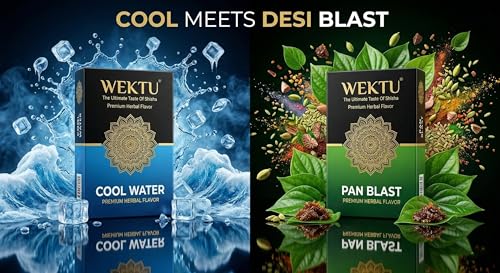 Image of WEKTU Premium Herbal Hookah Flavour, Cool Water and Pan Blast, No Tobacco, No Nicotine, Pure Plant Extracts