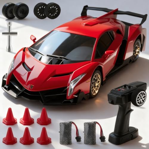 ExKeen Voiture Télécommandée Drift, 1:18 Lamborghini Télécommandée 4WD Dérive Car, Mini Voiture telecommandé avec Lumière LED, Mini Rc Drift sous...
