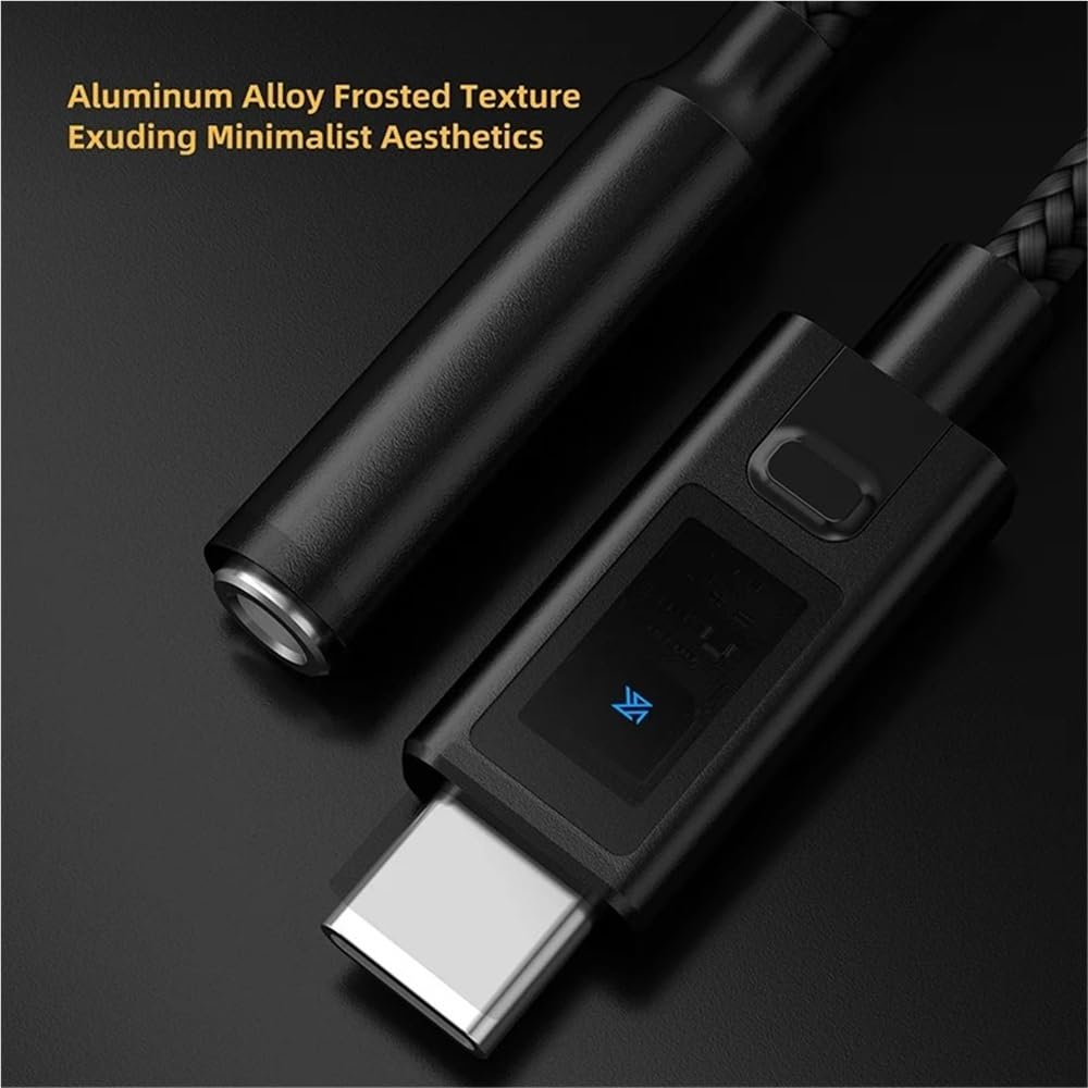 KZ AM02 - Adattatore audio da USB C a 3,5 mm, dongle DAC con modalità EQ a 4 stadi, amplificatore portatile per cuffie Hi-Fi, 96 kHz/24 bit, decodifica senza perdita per iPhone 15/telefoni