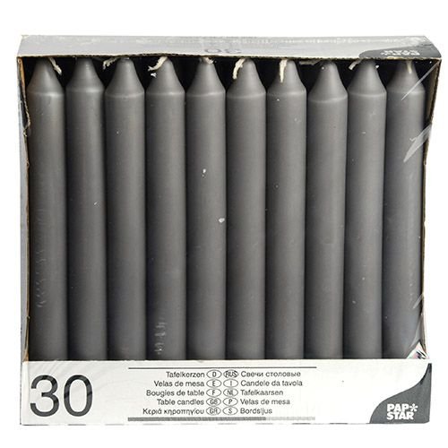 Papstar 120 Tafelkerzen Ø 2,15 cm · 19,6 cm grau 84816