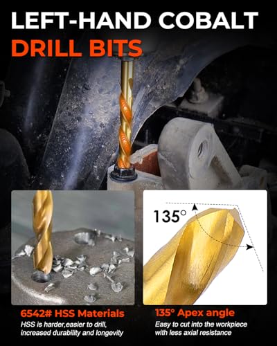 24 Piece Screw Extractor and Left Hand Drill Bits Set, Easy Out Screw Extractor Set with HSS Steel Reverse Drill Bit for Removing Stripped Damaged Broken Screw,Bolts,Nuts