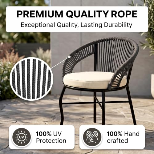 Image of OUTLIVING Init Outdoor Patio Furniture Set | 2 Seater Wicker Chairs with Cushioned Seats & Round Coffee Table | Garden, Balcony, Terrace & Lawn Seating Set - Gey
