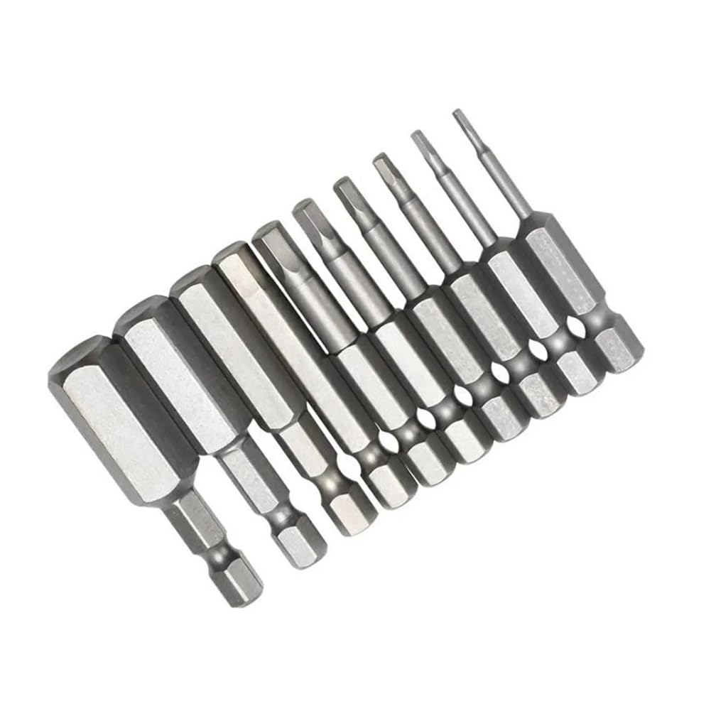 Ruxyoie 10Pcs 50Mm Magnetic Hex Nut Driver Bits 1/4" Shank