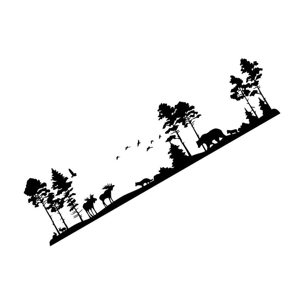 Car Stickers DIY Deer Bear Woodland Forest Camping Vinyl Decoration Pickup Tailgate Decal(Glossy Black)