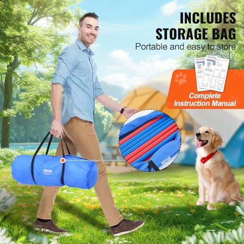 VEVOR Agility Set Hunde, 4-teiliges Set – verstellbare hohe Hürden und Sprungring, Welpen-Hindernisparcours-Starter-Set mit Stangen-Aufbewahrungstasche für Hinterhof, drinnen, draußen