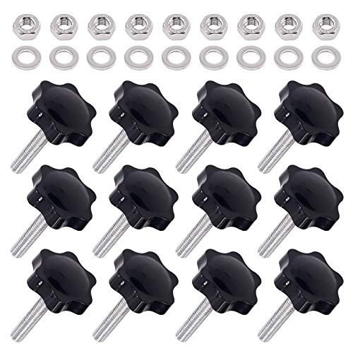 2, 【Varie filettature M4 M6 M8】------- Abbiamo preparato tre diverse dimensioni stelle manopola per voi, universalmente in forma e può essere utilizzato per la maggior parte dei tipi di macchine utensili, questo kit può sicuramente soddisfare tutte le vostre esigenze quotidiane. Il tipo di filettatura è filettatura metrica M8/M6/M4, passo filettatura: M8 x 1,25 mm, M6 x 1,0 mm, M4 x 0,7 mm. Si prega di controllare le dimensioni del filo necessarie prima dell'acquisto.