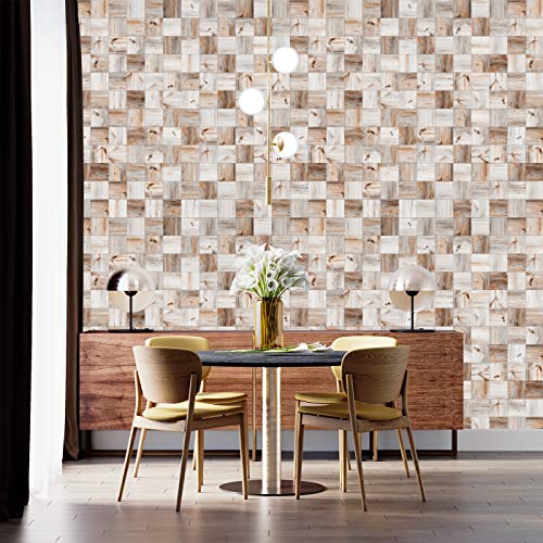 Image of DWELLSINDIA Wood Cubes Self Adhesive Wallpaper Waterproof, Scratch Resistant, Laminated 41x244 CM