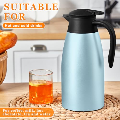 Image of Norme 2 Pcs Thermal Coffee Carafe Insulated Stainless Steel Coffee Carafe for Hot Liquid Vacuum Thermal Pot Creamer Pitcher Dispenser with Brushes Keeping Hot Water Milk(Blue)