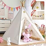 Kids Teepee Tent for Kids with Carry Case Colored Bunting and Feathers, Portable Kid Play Tent Toys