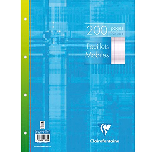 CLAIREFONTAINE Lot de 3 Paquets 100 Feuillets mobiles 24x32 200 pages séyès