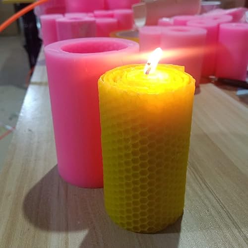 Miniatura 2 de Molde de vela de silicona con diseño de panal Molde de vela de arte de pilar Moldes de silicona decorados para fabricación de velas de cera de abeja