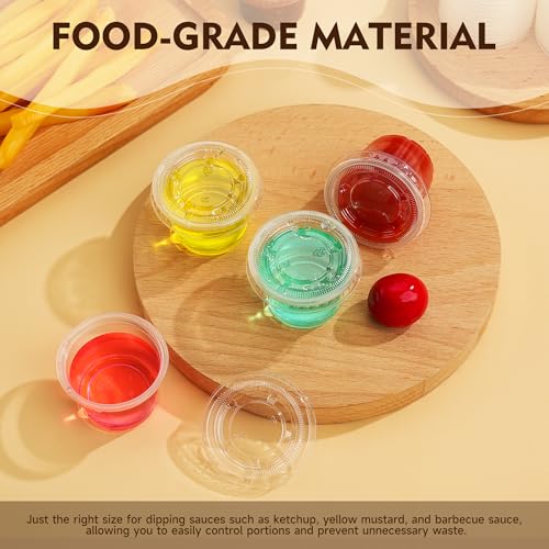 Image of YEEHAW 100 Sets - 1 oz Jello Shot Cups with Lids, Portion Cups, Clear Disposable Plastic Jello Shot Cups for Meal Prep, Salad Dressing, Souffle, Portion Containers