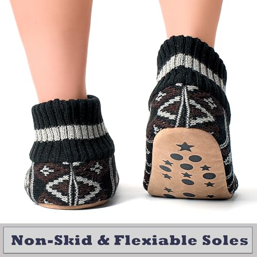 Cozylook Men's Fuzzy Slipper Socks with Grips, Warm Winter Indoor Slippers Non-slip Soft Sole, Cozy Cabin Socks, Christmas Gifts for Men, Stocking Stuffers for Dad Husband Boyfriend, Size 8-9 to 14-153