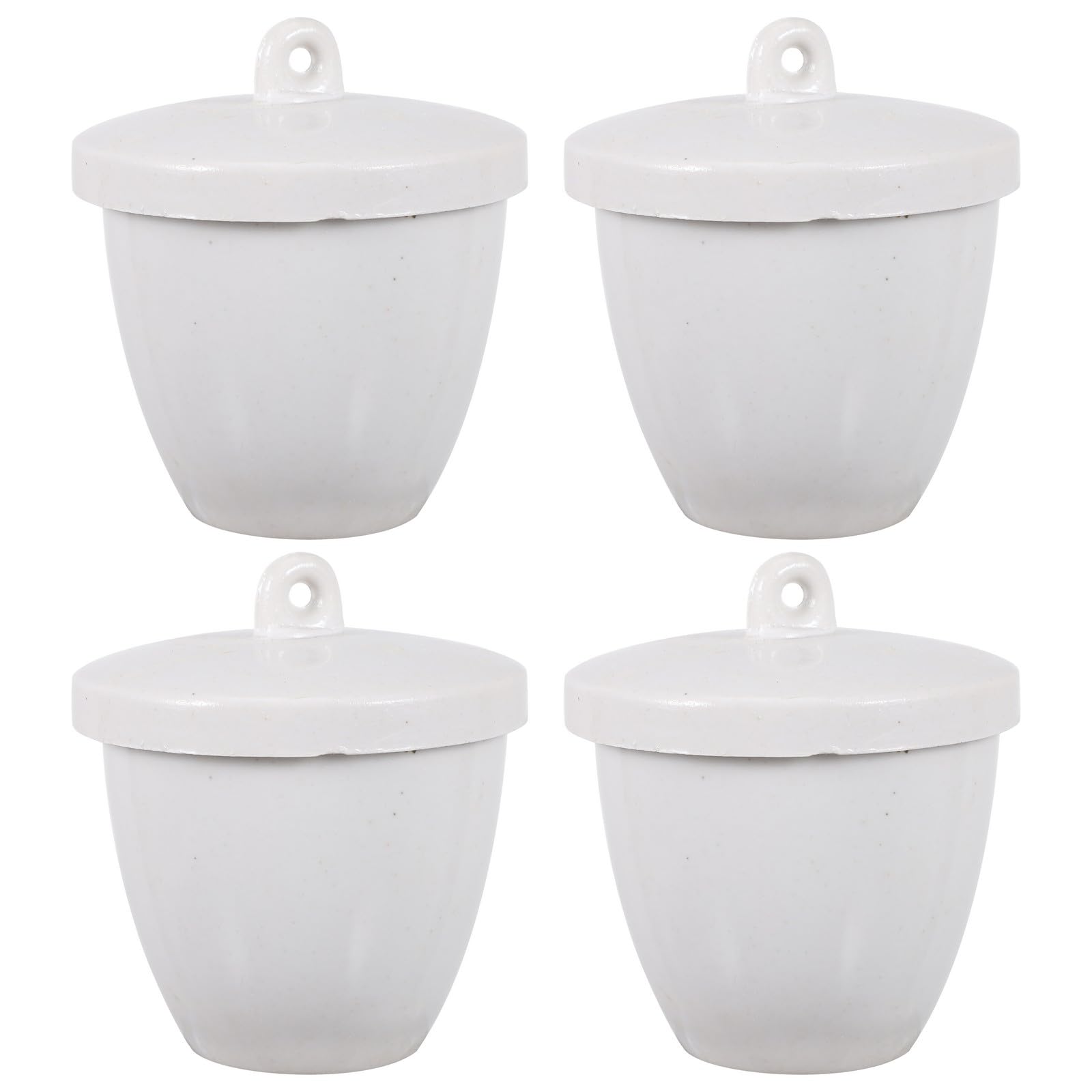 Hohopeti Crogiolo in Ceramica Bianco 4 Pezzi con Coperchio 100ml Resistente alla Corrosione e Acida per Industria Farmaceutica