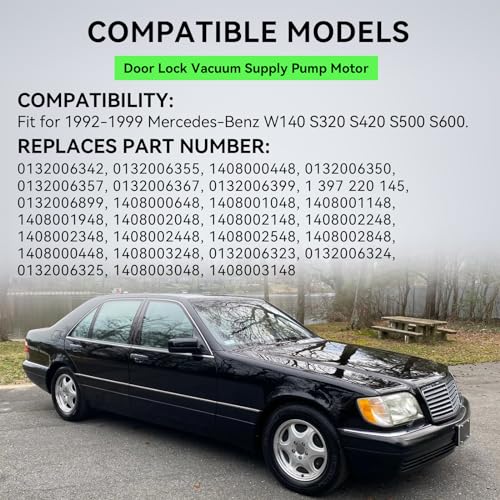 Image of Door Lock Vacuum Supply Pump Motor Replacement Compatible with 1992-1999 Mercedes-Benz W140 S320 S420 S500 S600 1408000448 1408003248 0132006342 0132006355 0132006325 0132006350