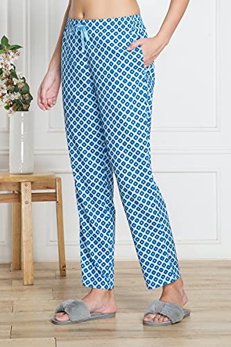 Image of Van Heusen Women's Printed Lounge Pants | Drawstrings & Side Pockets | Ultra Soft Fabric | Relaxed Fit | At home pyjamas | Everyday Comfort | Printed | Style 55306 | Available in Pack of 1 & 2