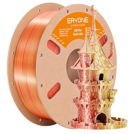 ERYONE Silk Dual Color PLA Filament 3D Printer 1.75mm +/- 0.03mm, Bicolor Filament Two Tone PLA 1KG(2.2lbs) Cardboard Spool, Gold Copper