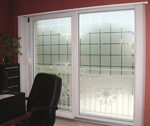 Active Film Patterned Decorative White Frosted Window Film - Privacy Frosted Glass Film Large Block Pattern 10m x 76cm (30")