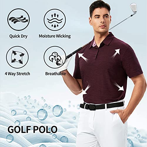 Image of Damipow Premium Golf Shirts for Men Dry Fit Performance Polo Short Sleeve Collared Shirt
