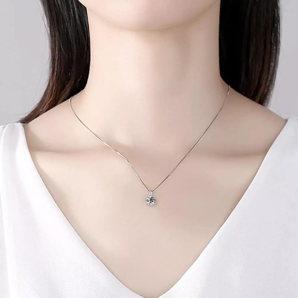 Collar con Colgante de moissanita de 1 CT para Mujer, Compromiso de Boda, Diamante, joyería de Plata de Ley 925, Collares