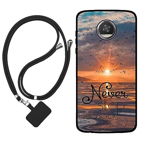 Sunrive Funda Compatible con Moto z2 Play,Slim Fit Gel Mate Carcasa Case Bumper de Impactos y Anti-Arañazos Espalda Cover (Mar,Sol,Gaviotas)+1 X Correa Universal